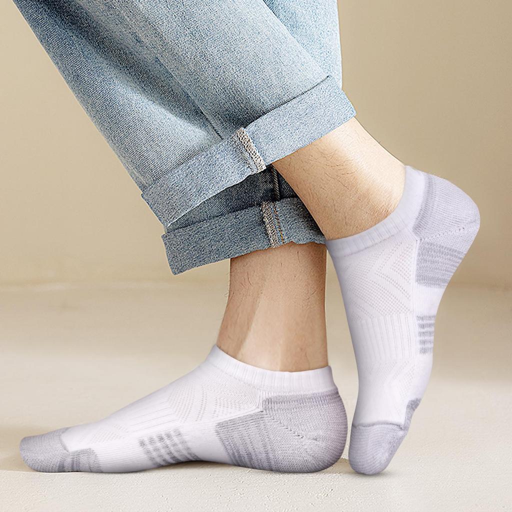 YUEDGE Breathable and White Sneaker Socks for and Sizes 5 Pairs Men's Socks, Odor-Resistant, Cotton, Golf, Tennis, Running, Training, 25-27cm,