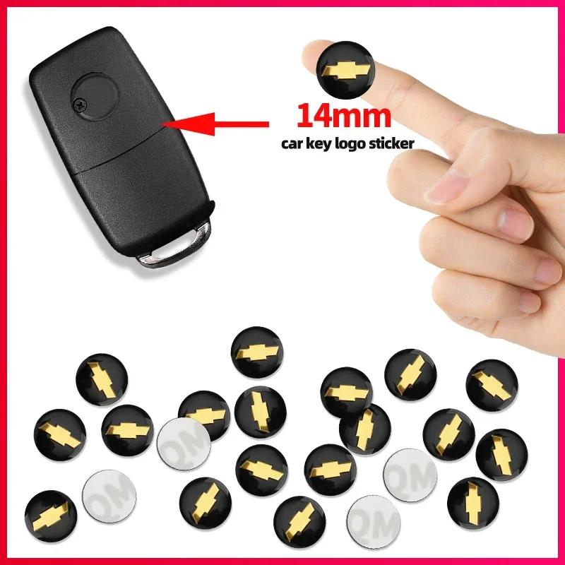 2/5/10Pcs 14mm Car Remote Key Sticker Aluminum Emblem Decal For Chevrolet Trax Cruze Malibu Camaro Cavalier Equinox Orlando