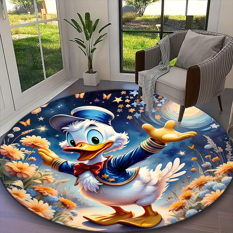 1pc Office Carpet, Ariel Little Mermaid Blue Moonlight Ocean Floral Chair Rug, Living Room Printed Round Rug, Home Chair Floor Mat