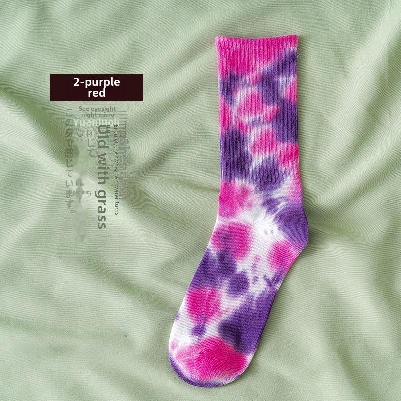 Gradient Tie-Dye Mid-Tube Cotton Socks - Women's Street Fashion & Sport Trend