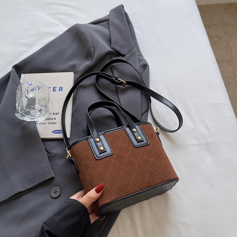 Retro Handbag Bag Women's New High-end Diamond Fashion Shoulder Bag Commuter Messenger Bucket Bag