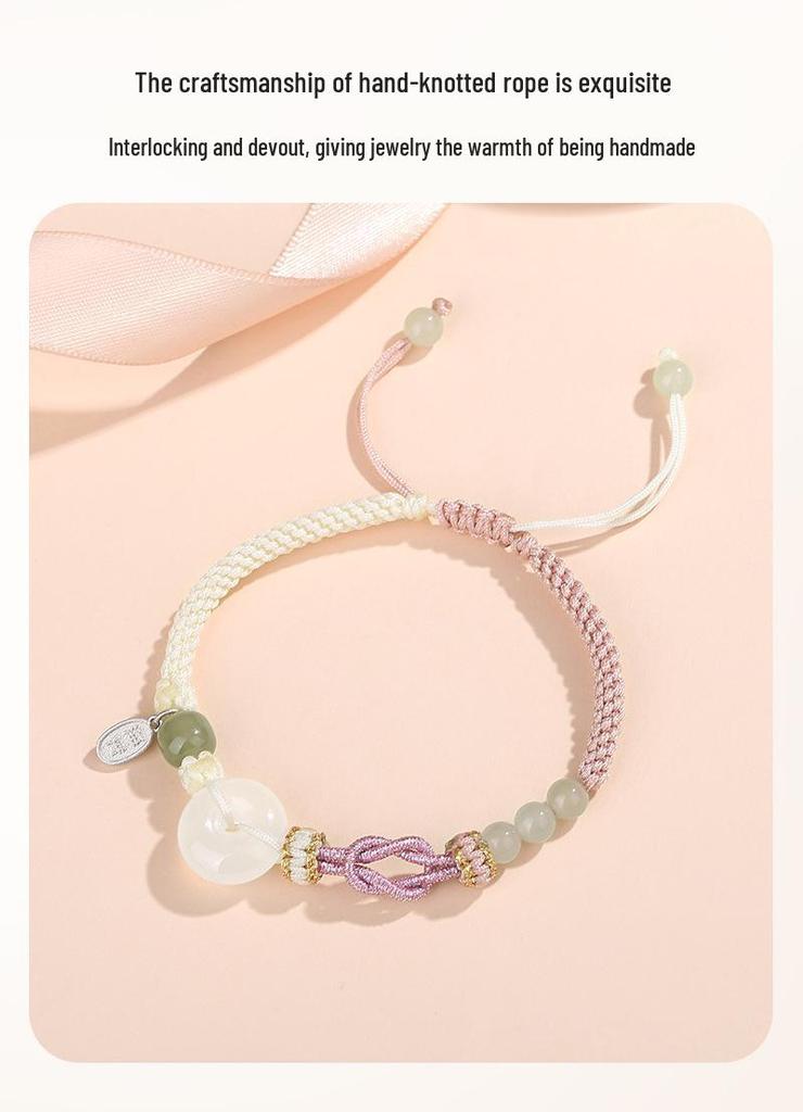 Tichya Chalcedony Ping'an Buckle Couple Bracelet - Niche Love Vows Woven Design Gift