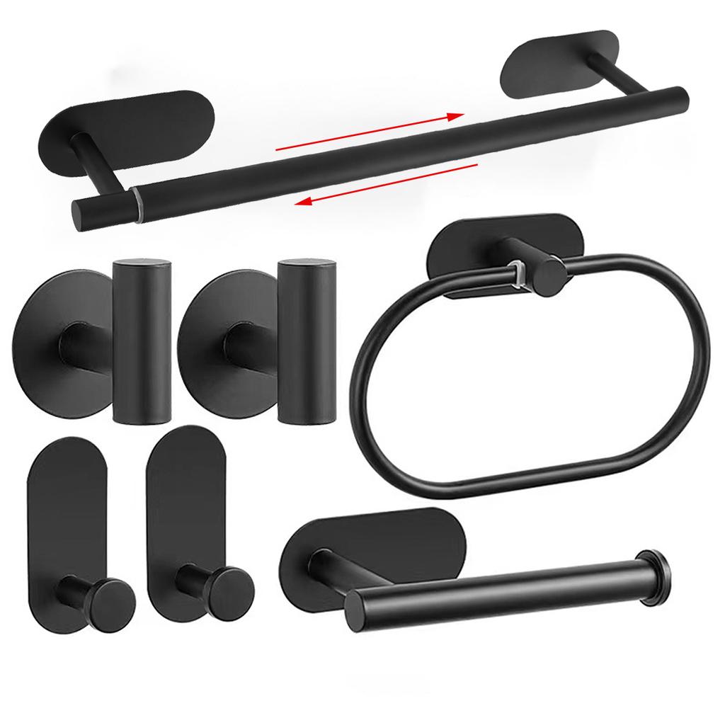 Stainless Steel Bathroom Hardware Set No-drill Towel Bar Holder Self-Adhesive Toliet Paper Holder Robe Hook Bathroom Accessories