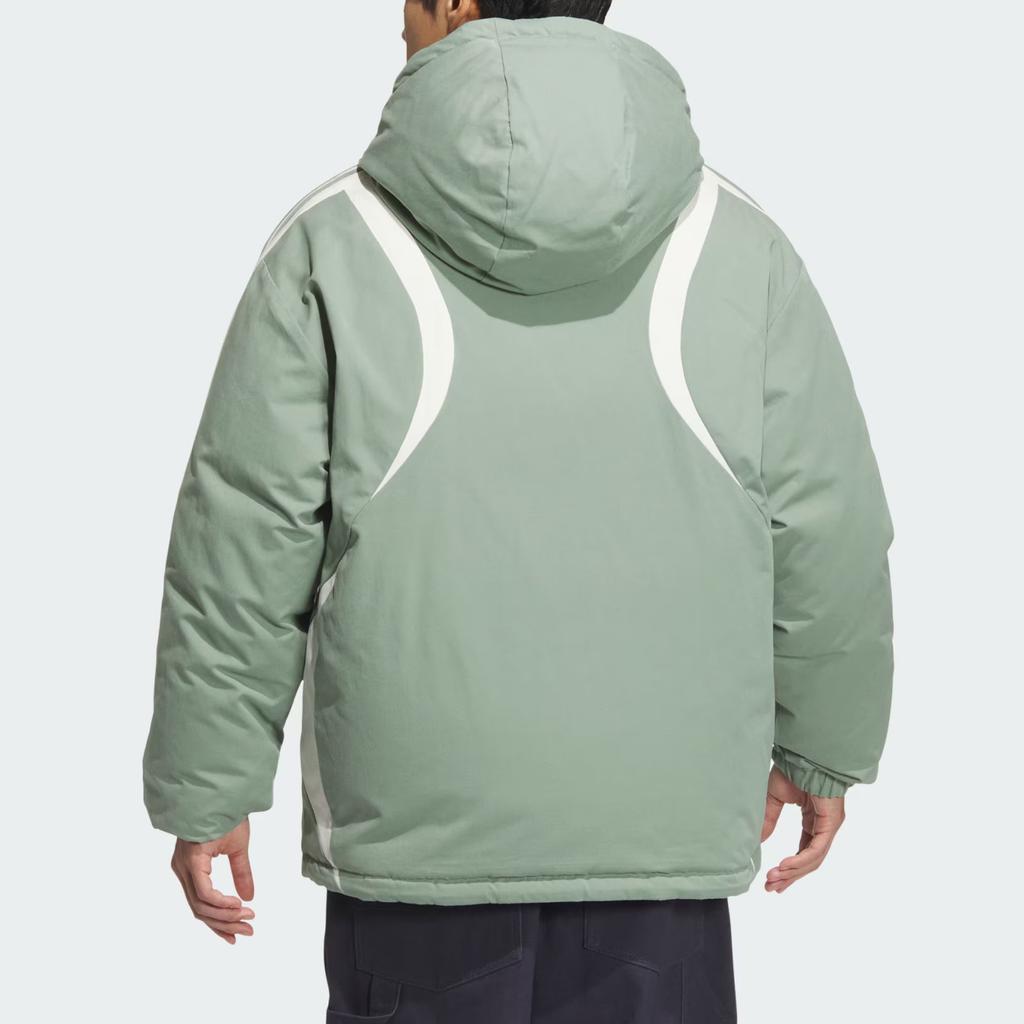 adidas Originals FW24 Puff Down Jacket Series Warm Reversible Sports Loose Hooded Duck Down Coat Men Jackets Silver Gray Green JD3752