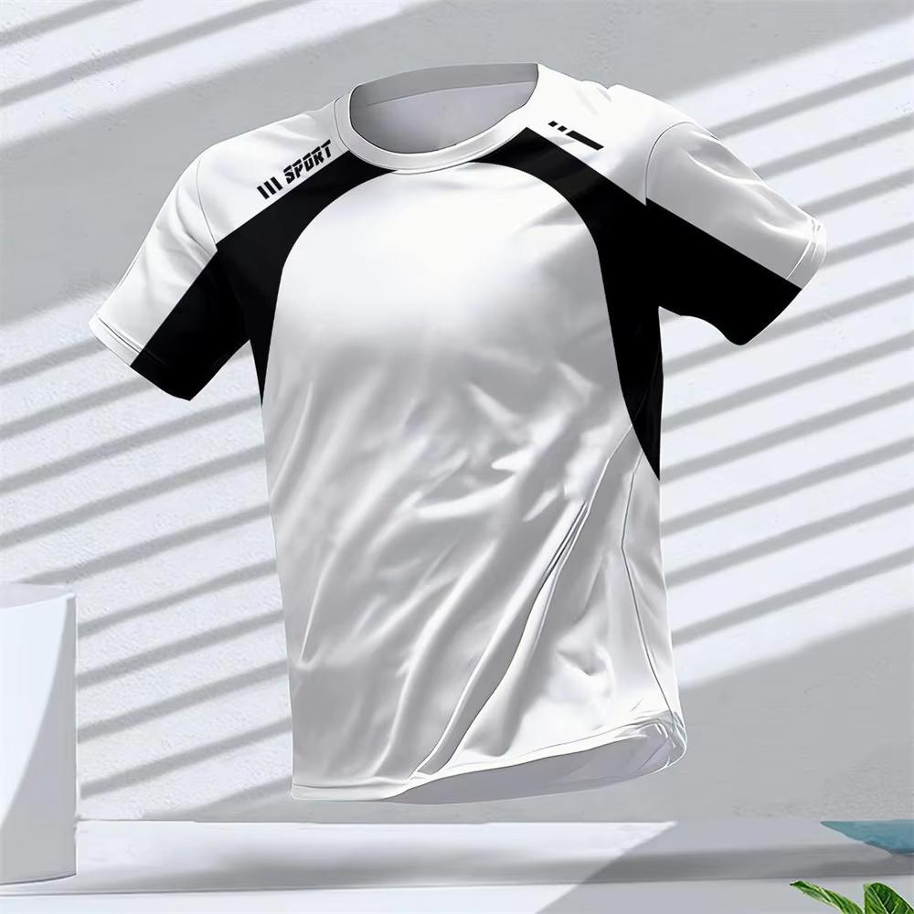 Herren T-Shirt Sommer Schnelltrocknend Atmungsaktiv Lässig Fitness Sport Kurzarm Rundhalsausschnitt Gym Sportbekleidung T-Shirt