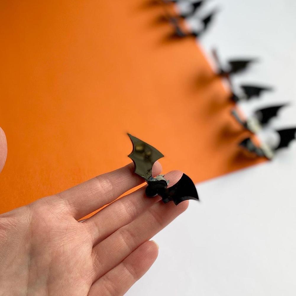 Halloween 3D Acrylic Bat Cake Topper Cupcake Decorations Reusable Spooky Flying Gothic Wedding Halloween Party Cake Accessories Decor