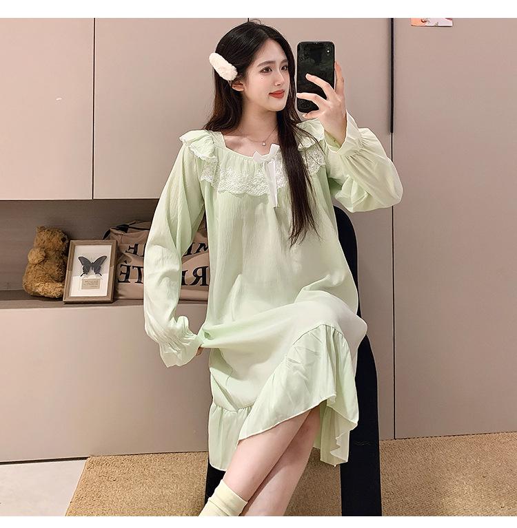 Cloud Cotton Sleep Dress: Long Sleeve Pink Pajamas for Girls - Spring/Autumn 2025