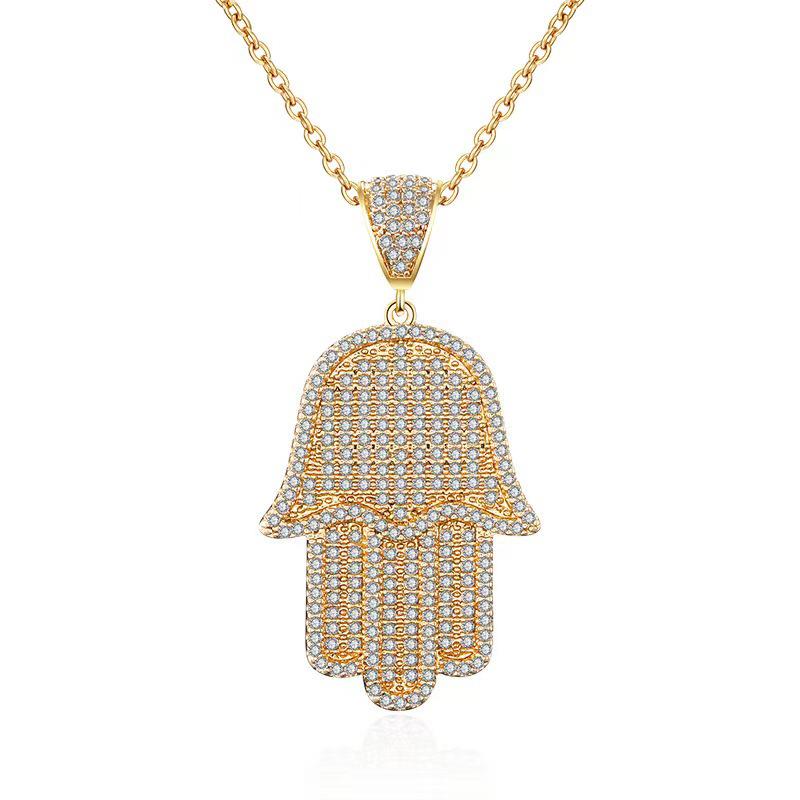 Chaîne de pull hip-hop tendance 2024: Collier pendentif palme en zircon AAA pour femme