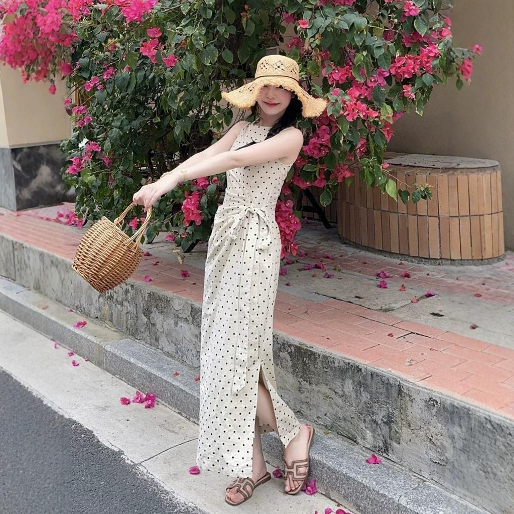 Korean Temperament Elegant Polka Dot Vest Dress Women's Summer New French Coffee Break Fashion Beautiful Skirt