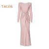 Abito da Sera da Donna Pieghettato Decorazione Nodo Vestibilità Slim Girocollo Chiusura con Cerniera sul Retro Lunghezza Totale Matrimonio Festa Ballo Abito Lungo