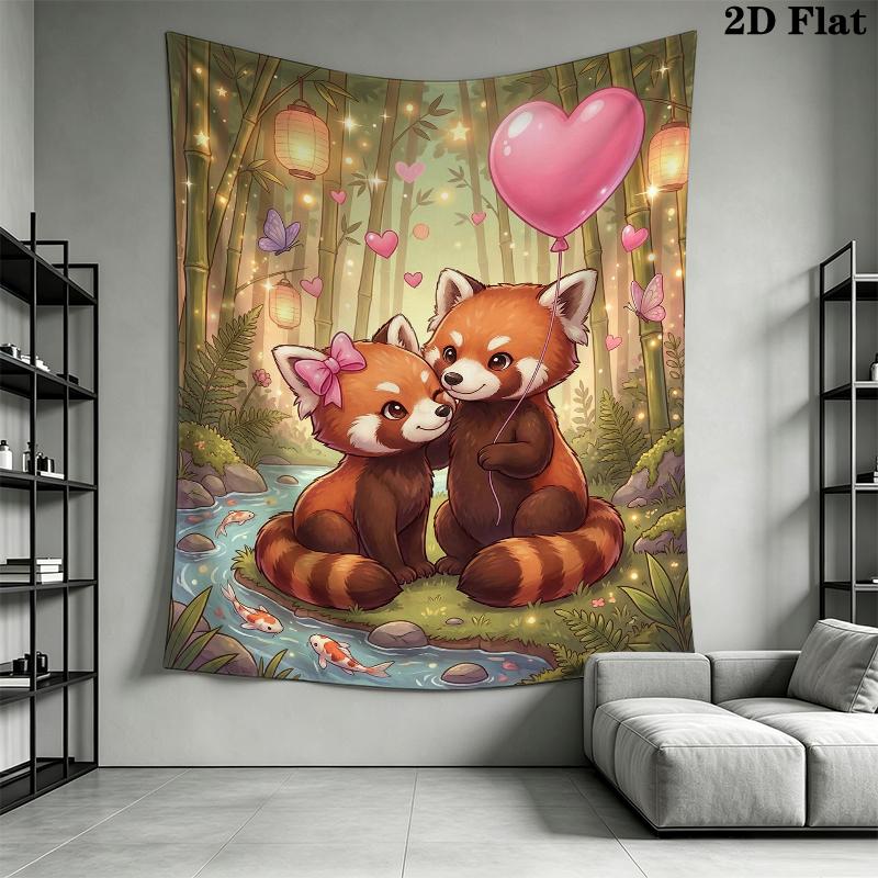 Cute Cartoon Animals Wall Tapestry Aesthetic Wall Hanging Printed Fabric Blanket Decorative Tapestries for Bedroom Living Room Home Decor