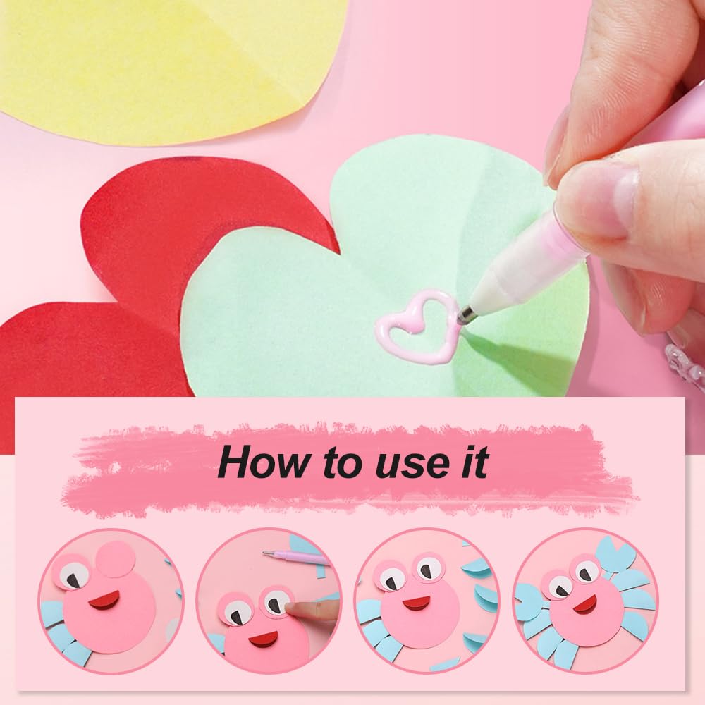 Quick Drying Color Spot Roller Glue Pens Easy Control Precision Glitter Pens for Scrapbooking, Handmade Stationery, Craft Supplies