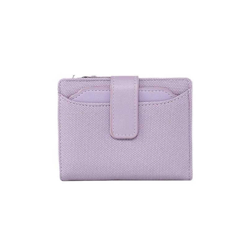 Women's High-End Short Bi-Fold Polyester Wallet with Zipper