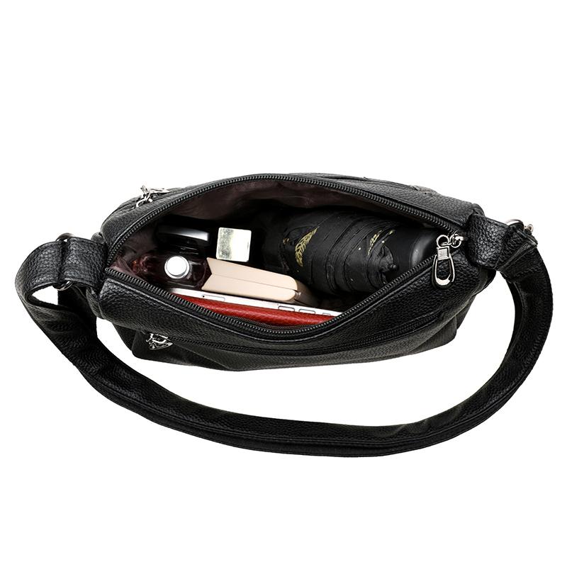 Lingge Women's Bag Soft Leather Crossbody Bag Middle-aged Mother's Bag Shoulder Bag