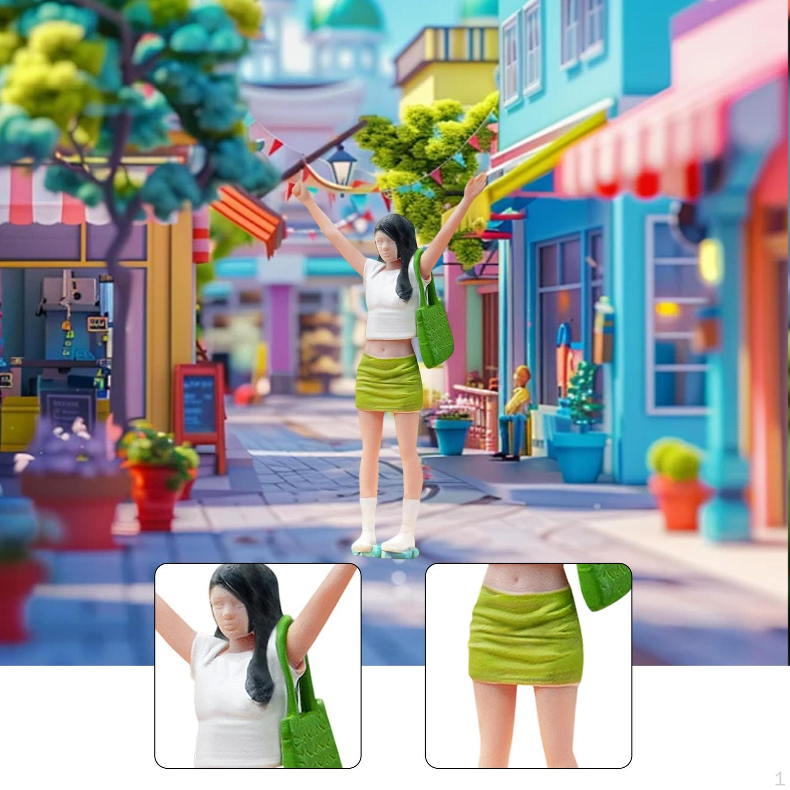 

1/64 Scale Miniature Girl Figure Mini Simulation,Collectibles Scene Props Resin Diorama Realistic