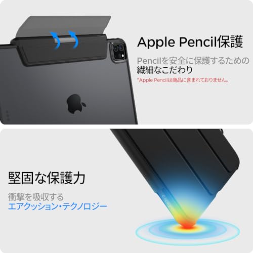 Spigen Hülle für iPad Pro 11 Zoll (2022/2021) 4./3. Generation, transparente Rückseite, kompatibel mit Apple Pencil, militärisch zertifiziert, schlanker Ständer, stoßfest, kratzfest