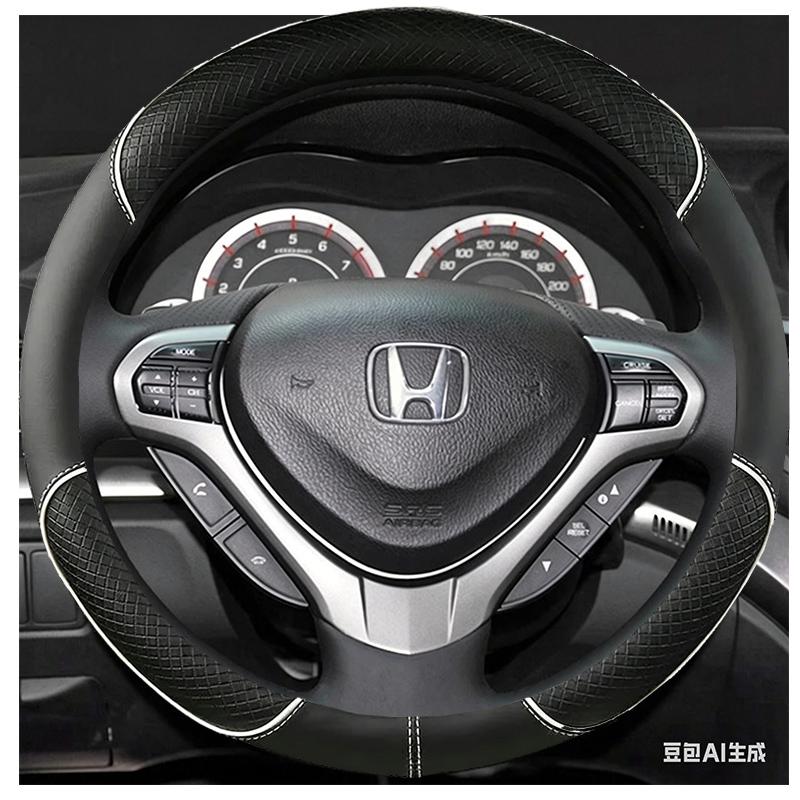 Doe-het-zelf Handgestikte Stuurhoes Zwart Microvezelleer Auto Stuurhoes Voor Honda Spirior Oude Accord