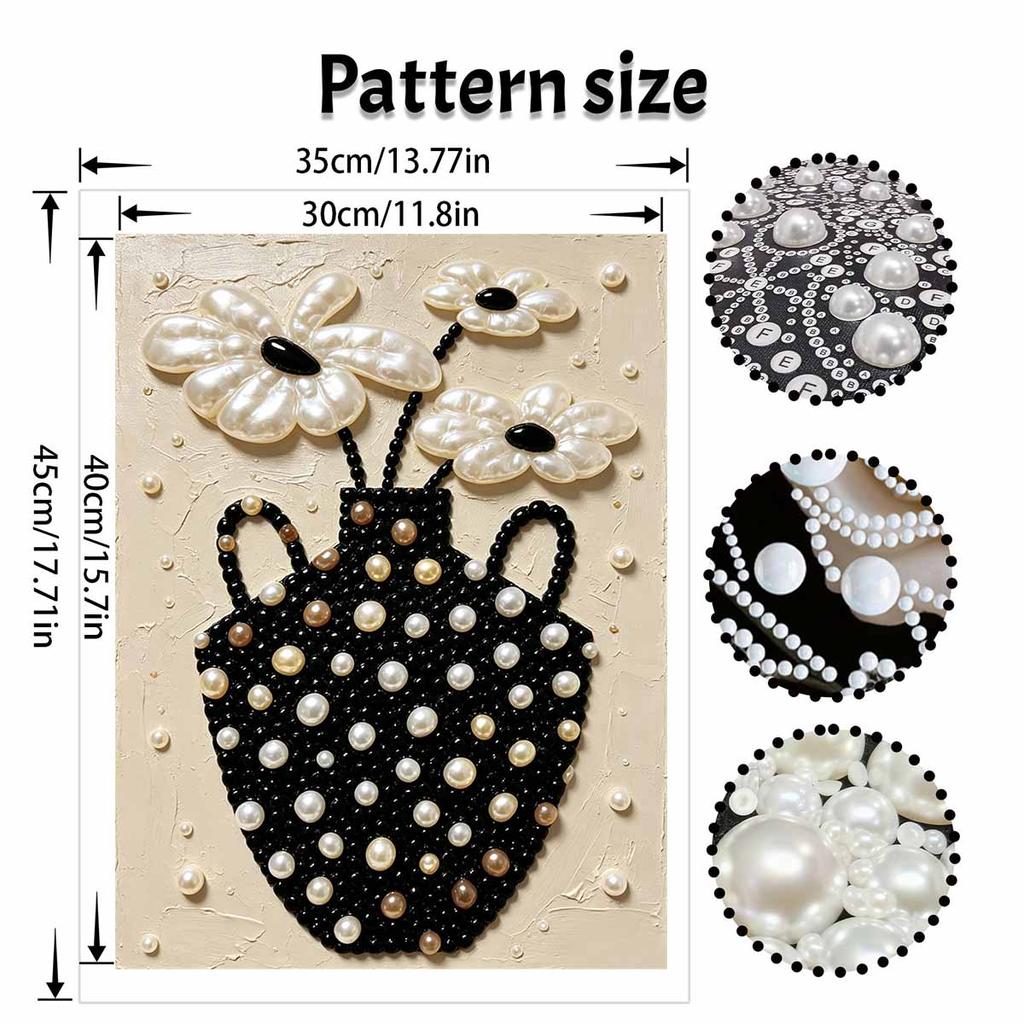 Pearl Painting Art Handmade Black Cat Flower DIY Pearl Decoration Painting