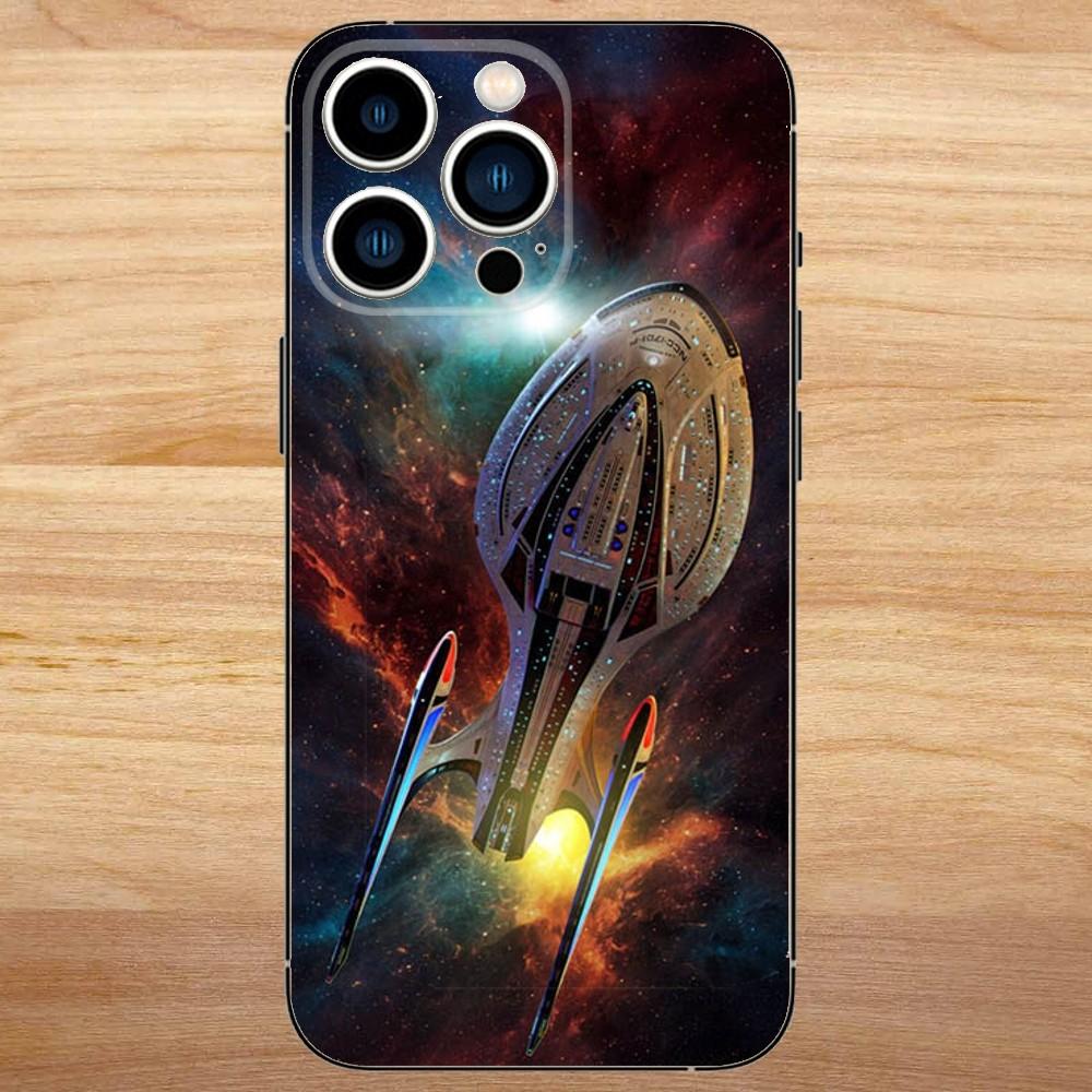 Custodia per Telefono Star Trek Ships Per iPhone 16,15,14,13,12,11,Pro,Max,Plus,Mini,X,XS,XR,8,7,6,S,Plus,SE Custodia Nera Morbida