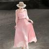 Lanseer Elegant Off-Shoulder Pink Midi Dress
