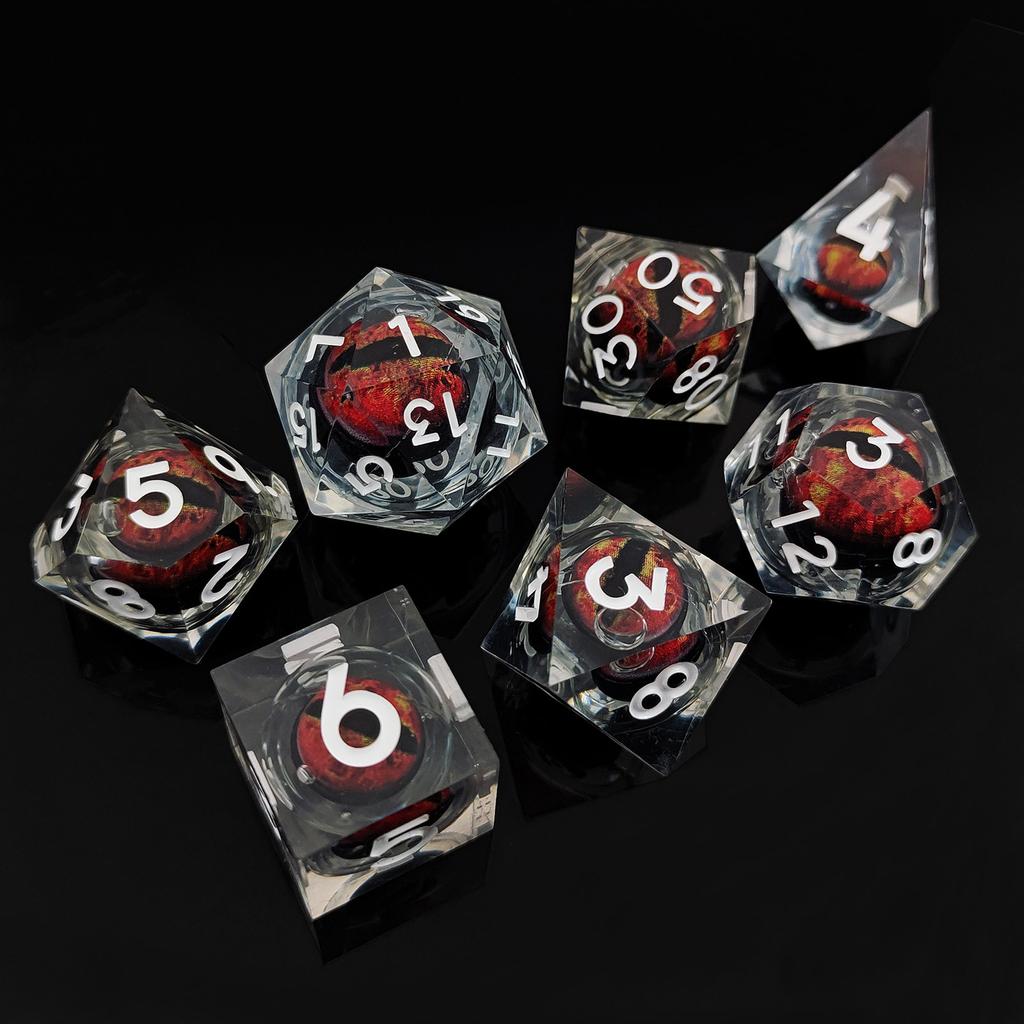 7 szt./zestaw DND D20 Płynne Kostki Flow Eye do COC Dungeon and Dragon Pathfinder RPG Gry Fabularne Zabawki na Imprezę Akcesoria