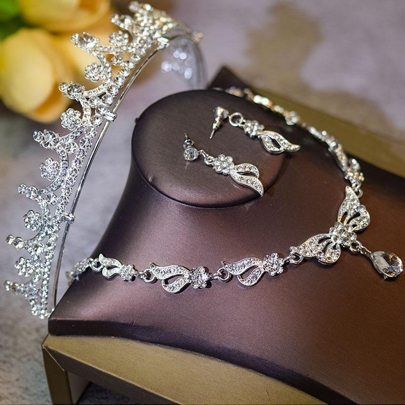 Neuer Diamant Silber Prinzessin Tiara Atmosphäre Hochzeitskleid Super Flash Kristall Luxuriös Göttin Braut Hochzeitskrone