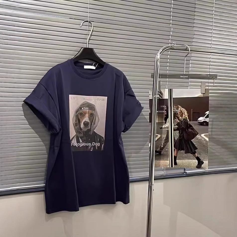 New Summer Casual Loose Versatile Cartoon Dog Printed Short-sleeved T-shirt for Women