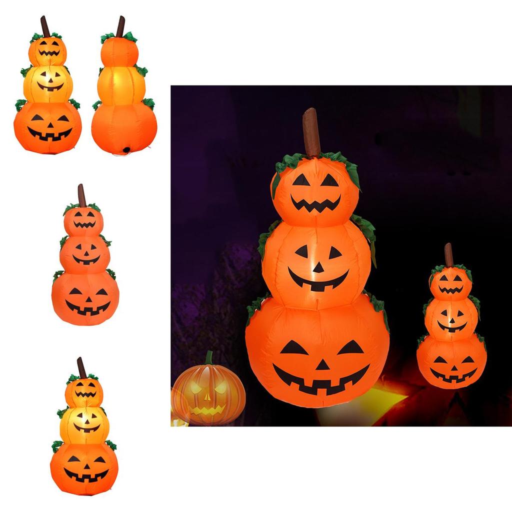 Eye-catching 4ft Halloween Inflatable Pumpkin Yard Decor Featuring Vibrant Led Lighting