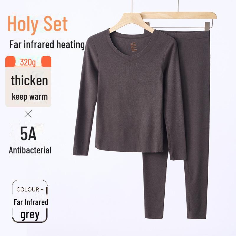 

Комплект термобелья из немецкого бархата: Женский бархатный и мужской бесшовный шелковый утепленный костюм для осени и зимы Women s; L серый