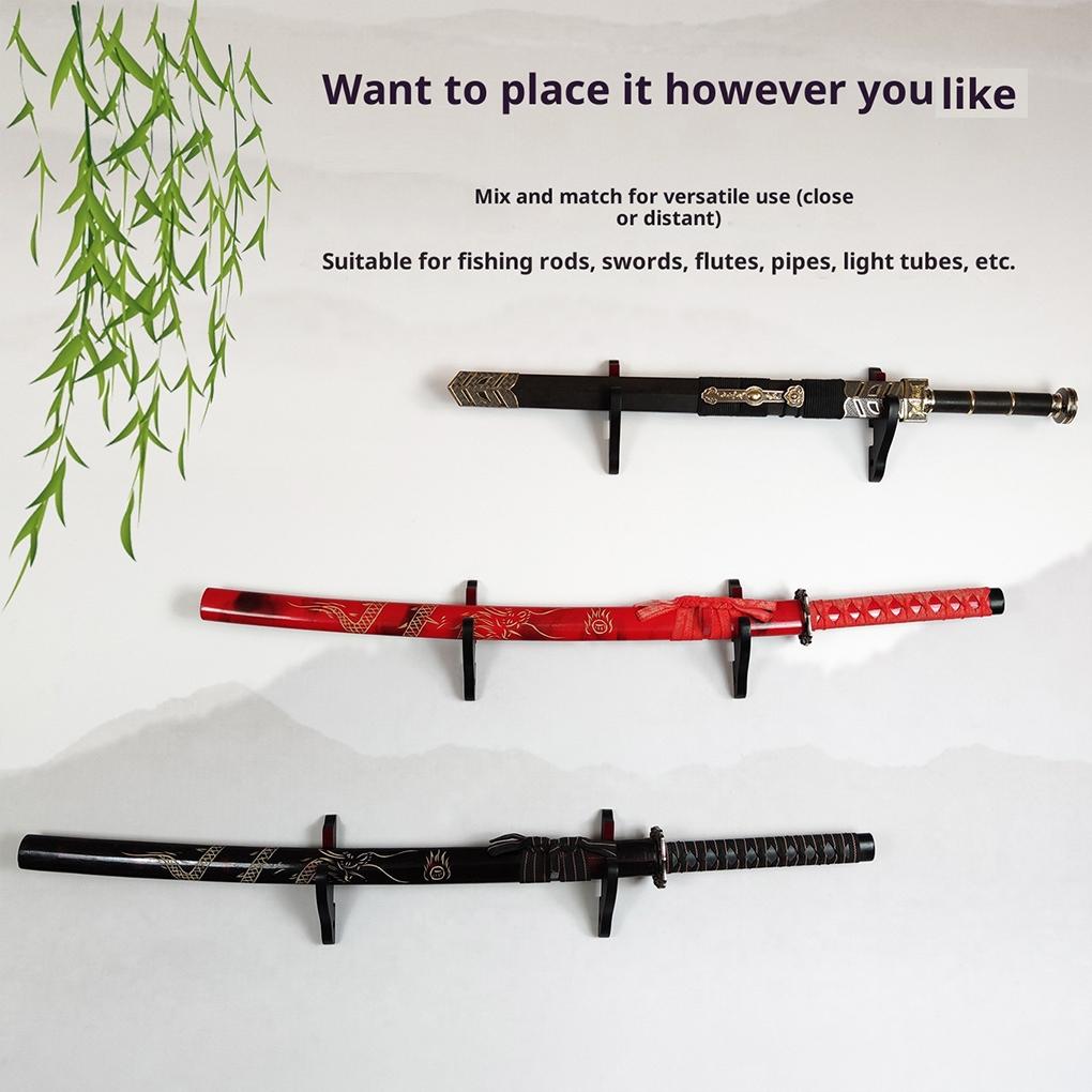 Nový Nástěnný Stojan na Meč, Háček na Meč, Bambusový, Dekorativní, Víceúčelový Držák na Meč Nástěnný Stojan na Meč