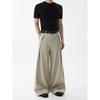 Blaexit Retro Vintage Style Cleanfit Gray A-Line Dress Pants Men's Pleated Casual Loose Wide-Leg Scimitar Pants
