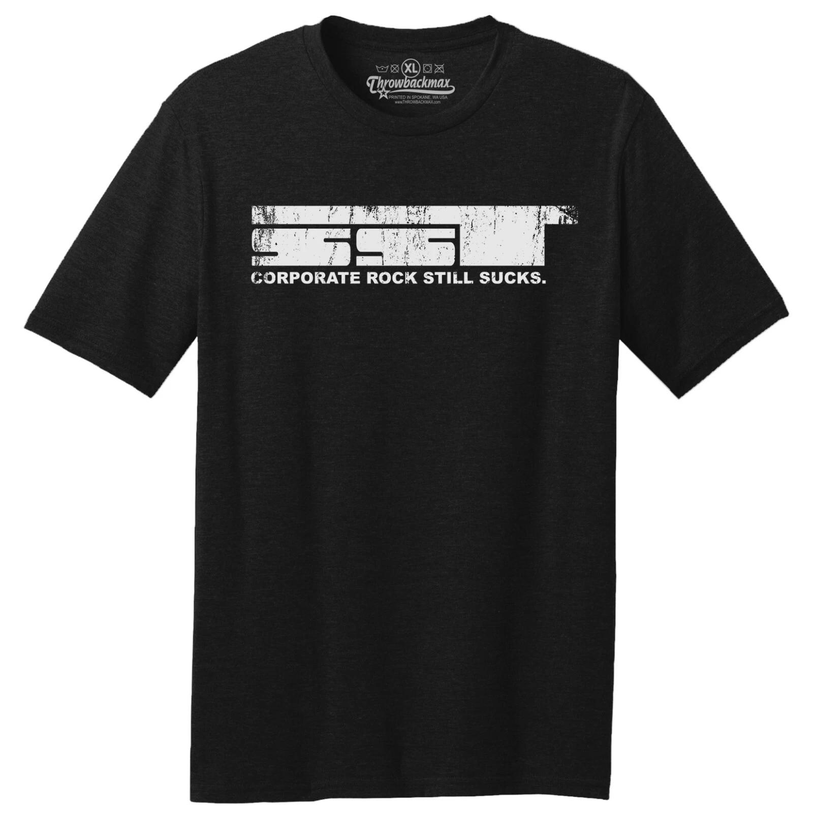 

Throwbackmax SST Record Label Logo Classic Cut, Premium Tri-Blend Black T shirt L