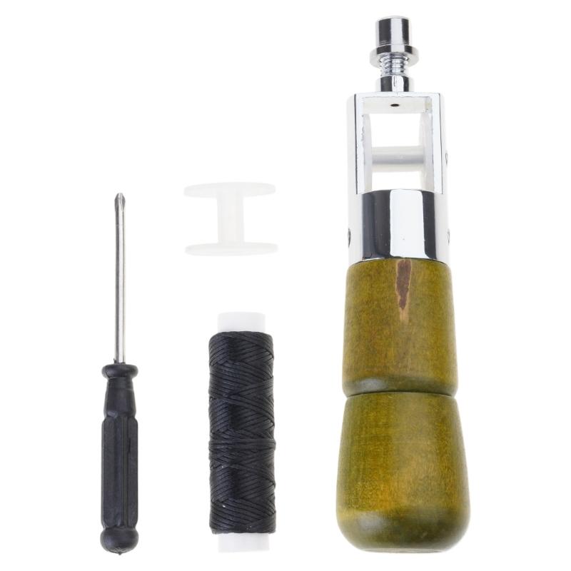 Sewing Awls Set for Leather Stitching Hand Stitcher Leather Repair Tool with Sewing Thread Screwdriver Needle Wrench