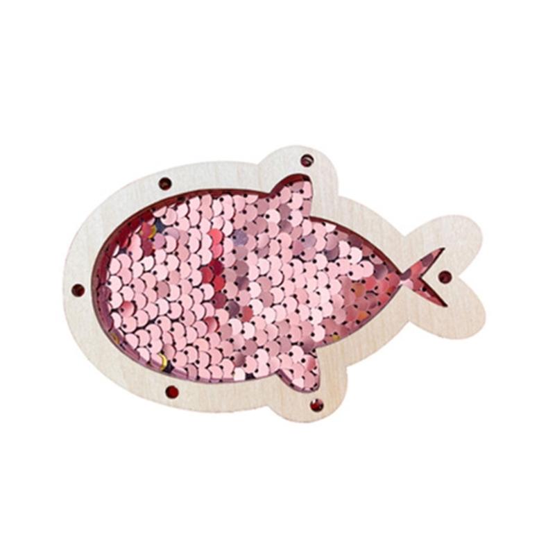 

Shimmering Sequins Fish for Busy Boards Making Children Fine Motor Skill Training Board Accessory for Sensory Development розовый