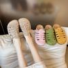 2025 height increase outer wear Roman style women's shoes summer hollow breathable bag head soft sole semi-drag cool slippers Birken slippers