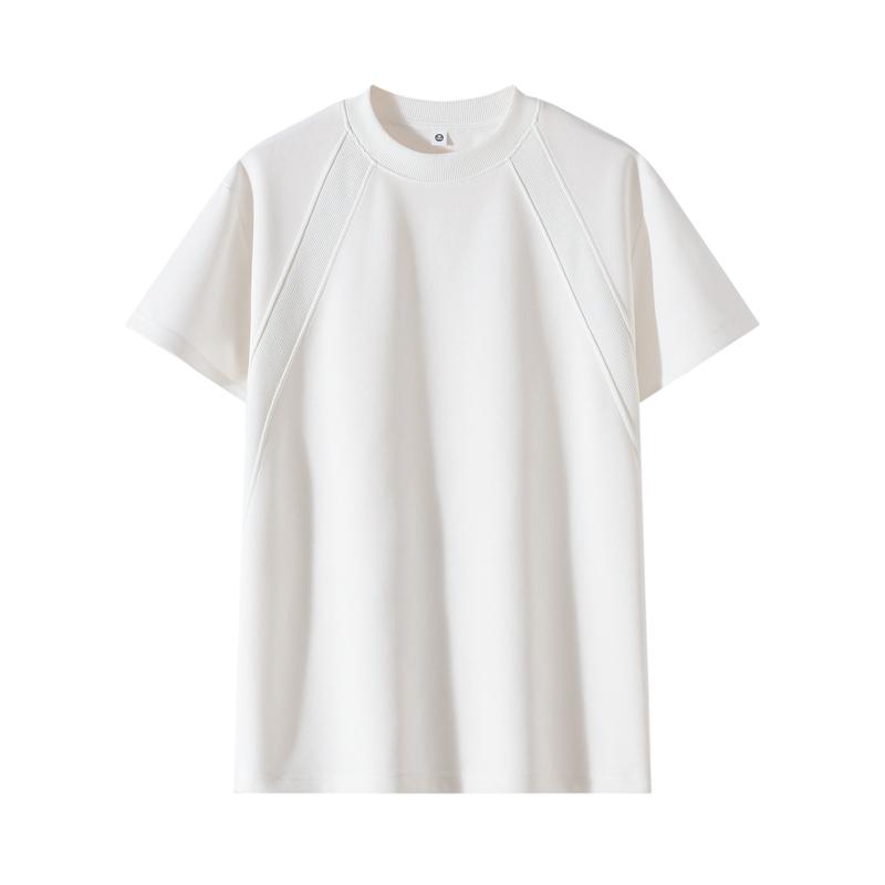 Cotton T-sleeve Men's Spliced Ice Silk Short-sleeved Men's Cool T-shirt Men's Dropped Shoulder Sleeves Short-sleeved Men's