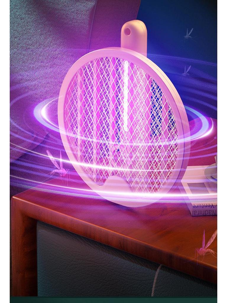 Foldable USB Rechargeable 4-in-1 Electric Mosquito Swatter for Home, Dorm, and Office.