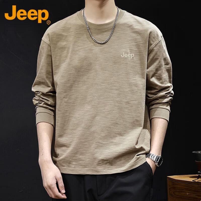 Jeep Men's Long Sleeve T-Shirt Bamboo Cotton Spring Autumn Trendy Basic Black M