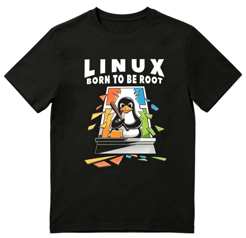 Linux Born To Be Root Tux Penguin T-Shirt