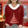 Christmas Day Girls Long Sleeve T Shirts Kids  Girls' V-Neck Tee Christmas Print Long Sleeve Top