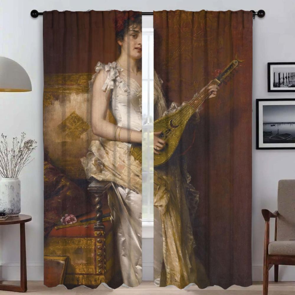 

Домашний интерьер Шторы 2 шт. Векторные картины Шторы для спальни Гостиная Шторы Хэллоуин Украшения Оттенки Кухня W50xH70cmx2pcs-CL