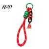 Festive Bag Accessory Christmas Wristlet Keychain, Braided Rope Keychain with Santa Snowman Mobile Decoration Pendant Reindeer Charm, Decorative
