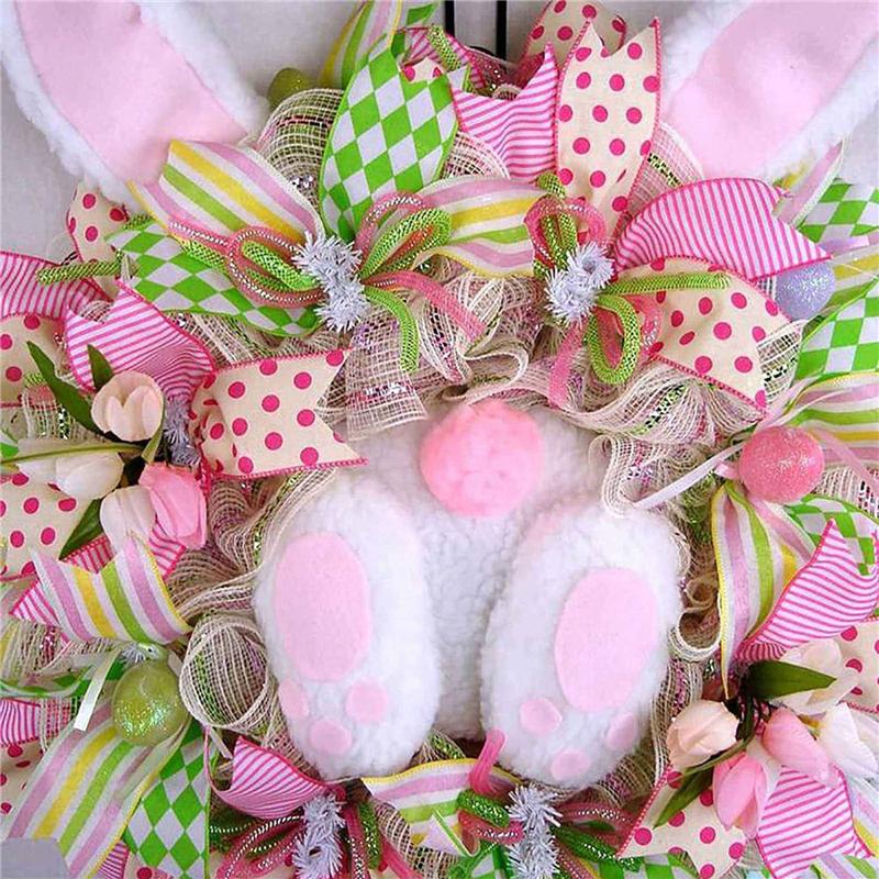 CYCLI-2X Easter Wreaths For Front Door,  Wreaths With Bunny Ears, Spring Easter Wreaths  Garland Easter Decor