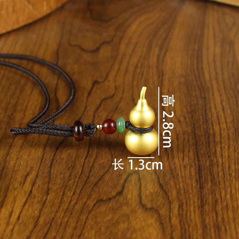 Brass gold gourd pendant men's and women's trend pendant cinnabar gourd handmade pure copper gourd pendant goods