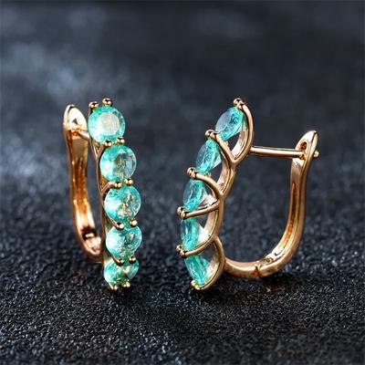 Orecchini a clip con zirconi verdi abbaglianti per donna, regalo di gioielli da sposa vintage color oro