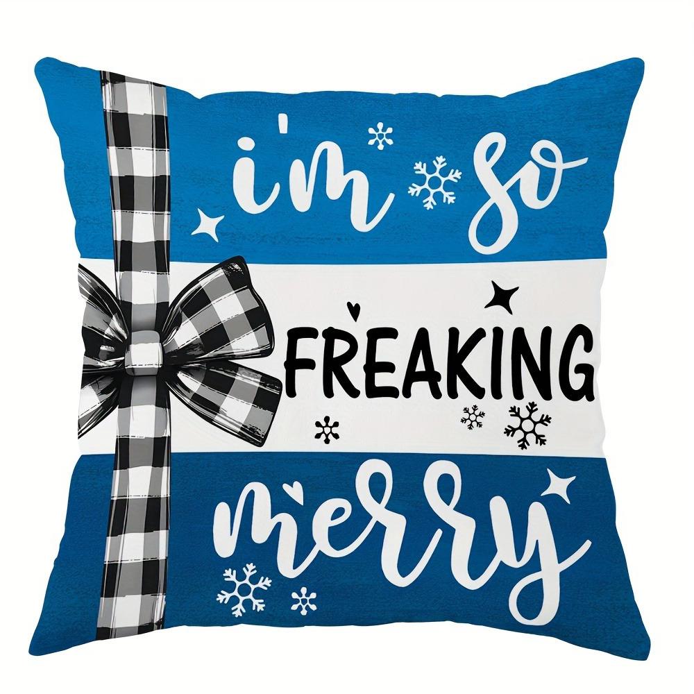 Christmas Day Party Decoration Pillowcase Snowman Blue Pattern Suitable for Home Room Sofa Cushion Cover New Year Gift