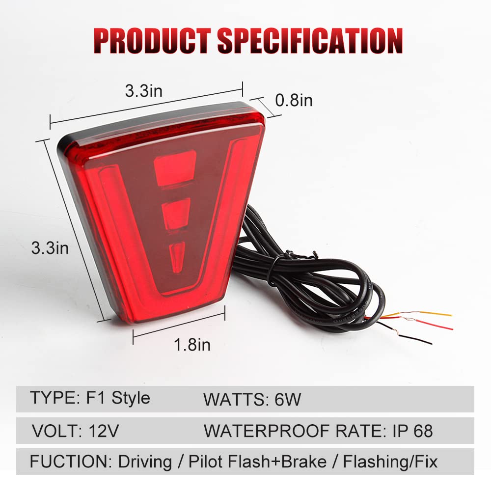 Led Brake Pilot Lights Sporty F1 Style Rear Tail Lights 12V Car Flash Warning Reverse Stop Safety Signal Lamps For Auto SUV Moto Back Up Lights 1