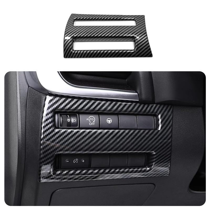 ABLZ-For Nissan Rogue X-Trail -2024 Carbon Fiber Accessories Trim Frame Cover For Headlight Switch Button