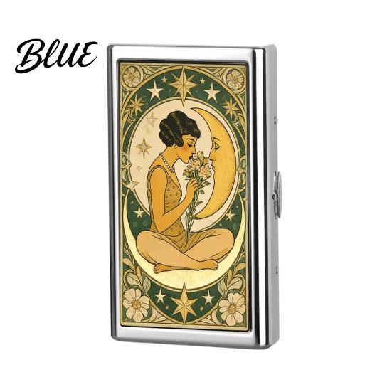 Men Card Box Vintage Style Case Slim Stainless Steel Holder Secure Snap Closure Fits Cash ID Business Cards Wallet for Women Pocket-sized