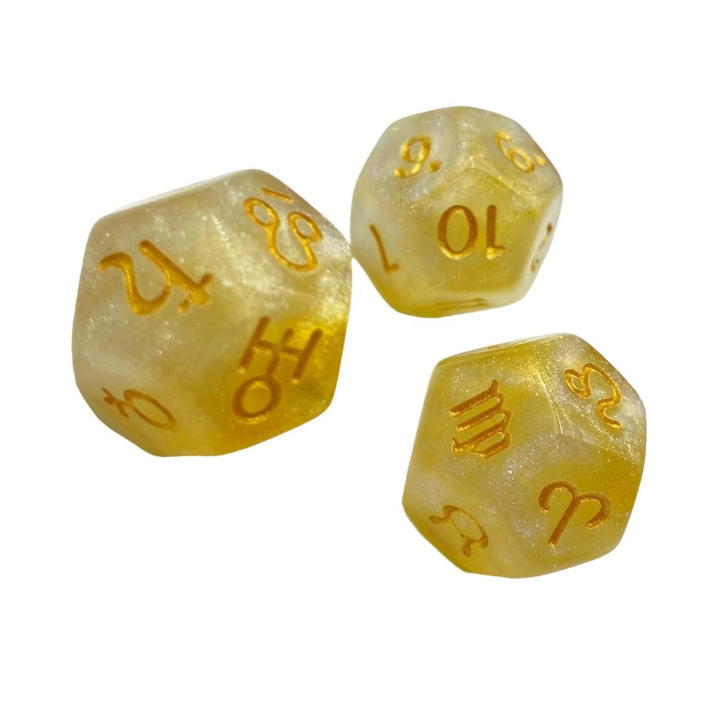 3pack Colorful Resins Divination Dices with Glitters Finish for Mystical Roleplay and Guidance